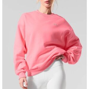 Alo Accolade crew neck sweatshirt, size S, neon bubblegum pink NWT